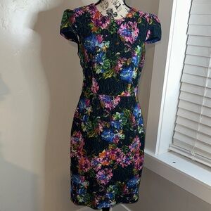 Betsey Johnson Black Floral Retro Dress